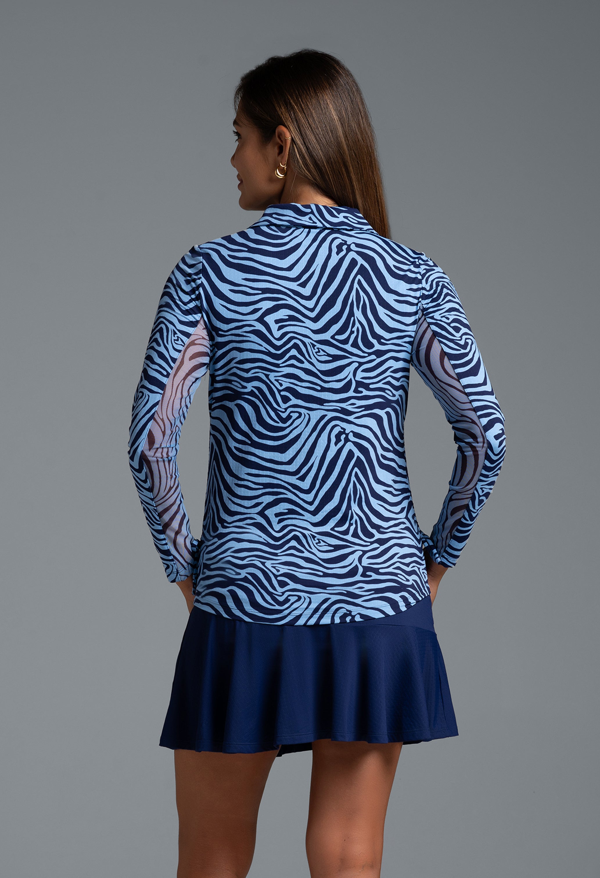 Cecilia Print Adjustable Length Long Sleeve Polo – 48932