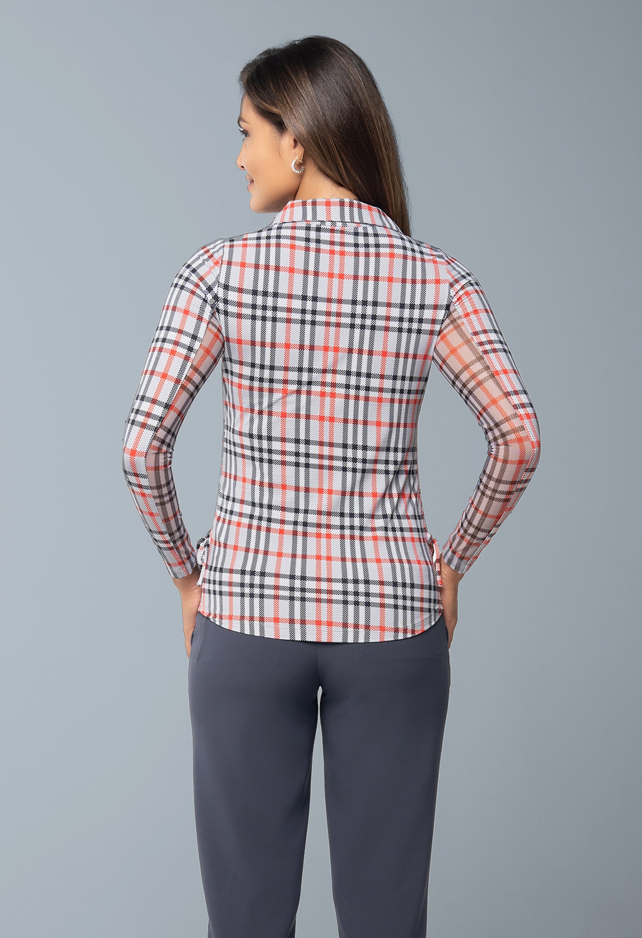 Judith Print Adjustable Length Long Sleeve Polo – 48934